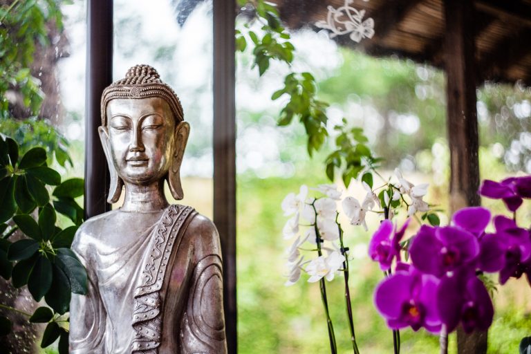Buddha s květinou